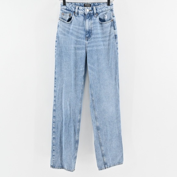 PLAYBOY Denim - Playboy X Pacsun Slash Mom Jeans Size 25 Distressed Rainbow Paint Pocket Pride